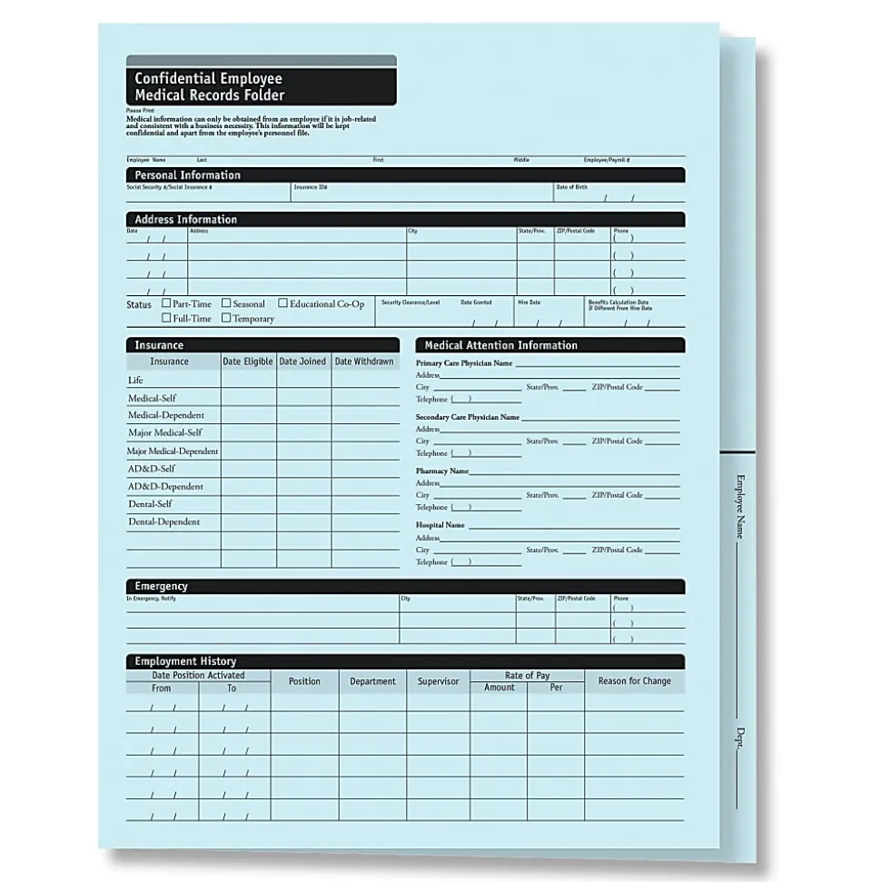 ComplyRight™ Confidential Employee Medical Records Folders, 9-3/8" x 11-3/4" x 1/4", Pack Of 25