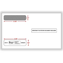 ComplyRight® Double-Window Envelopes For W-2 (5206 And 5208) Tax Forms, 5-5/8" x 9", Self-Seal, White, Pack Of 100 Envelopes
