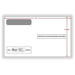 ComplyRight® Double-Window Envelopes For W-2 (5206 And 5208) Tax Forms, 5-5/8