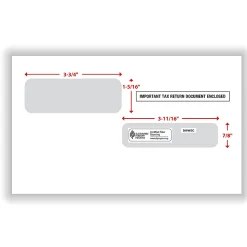 ComplyRight® Double-Window Envelopes For W-2C Tax Forms, 5-5/8" x 9", Moisture-Seal, White, Pack Of 100 Envelopes