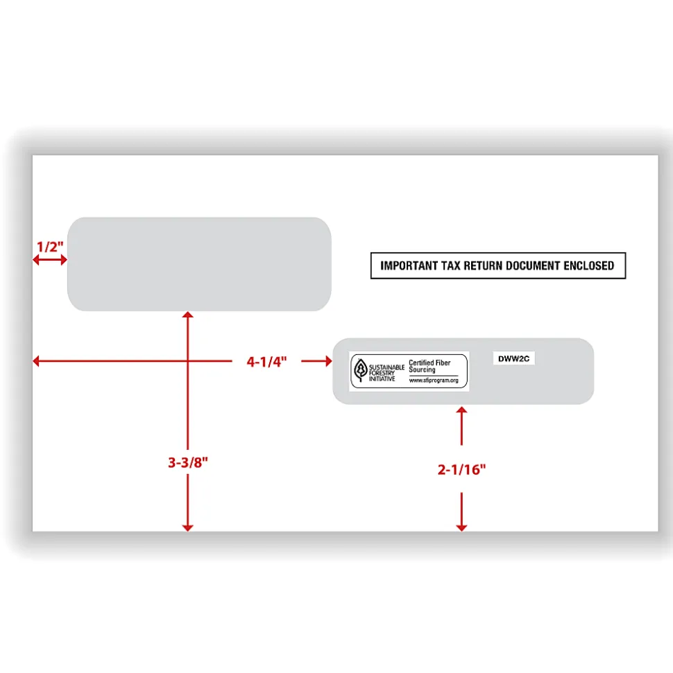 ComplyRight® Double-Window Envelopes For W-2C Tax Forms, 5-5/8" x 9", Moisture-Seal, White, Pack Of 100 Envelopes