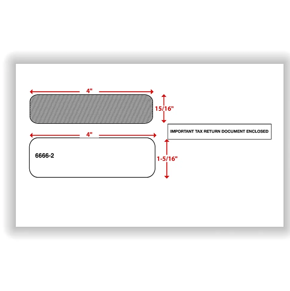 ComplyRight® Double-Window Envelopes For W-2 Laser And Continuous Tax Forms, 5-5/8" x 9-1/4", Self-Seal, White, Pack Of 50 Envelopes