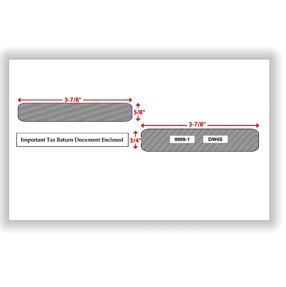 ComplyRight® Double-Window Envelopes For 4-Up W-2 (5205, 5205A, 5209) Tax Forms, 5-5/8" x 9", Moisture-Seal, White, Pack Of 100 Envelopes