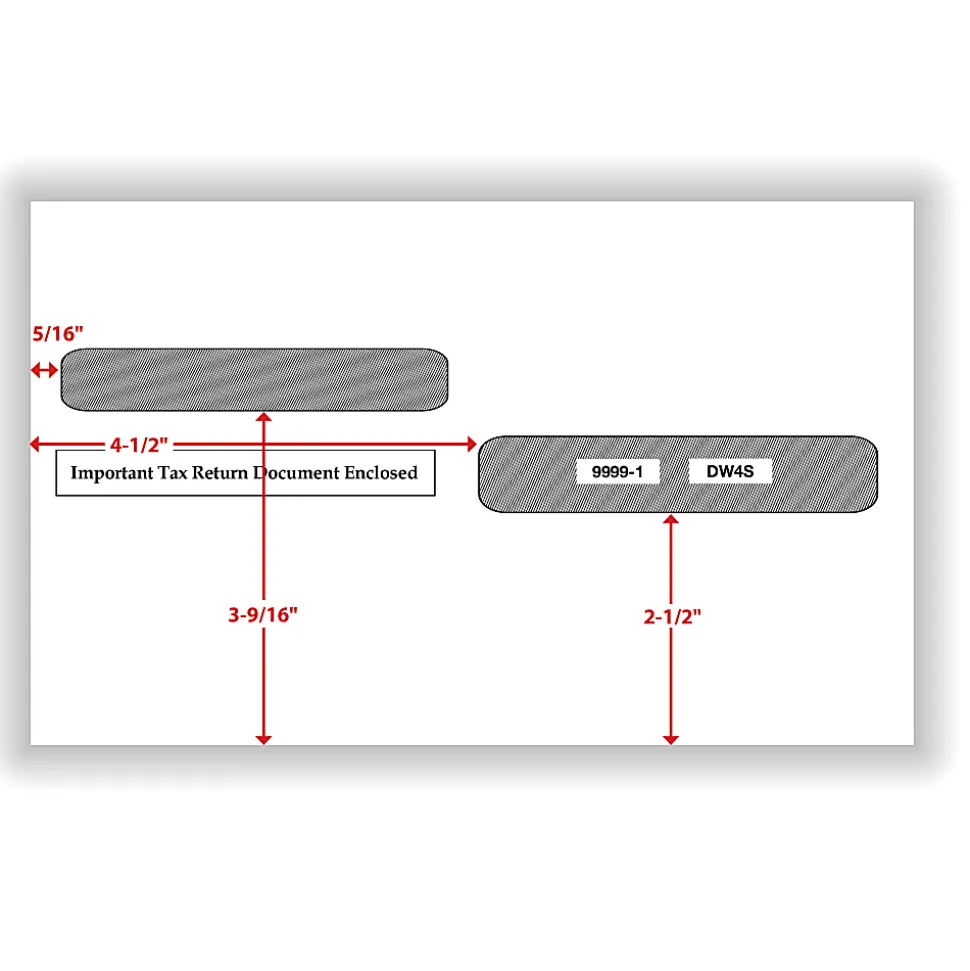 ComplyRight® Double-Window Envelopes For 4-Up W-2 (5205, 5205A, 5209) Tax Forms, 5-5/8" x 9", Moisture-Seal, White, Pack Of 100 Envelopes