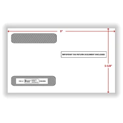 ComplyRight® Double-Window Envelopes For W-2 (5218) Tax Forms, 5-5/8