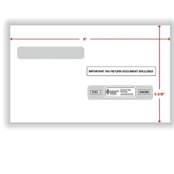 ComplyRight® Double-Window Envelopes For W-2 (5214) Tax Forms, 5-5/8" x 9", Moisture-Seal, White, Pack Of 100 Envelopes