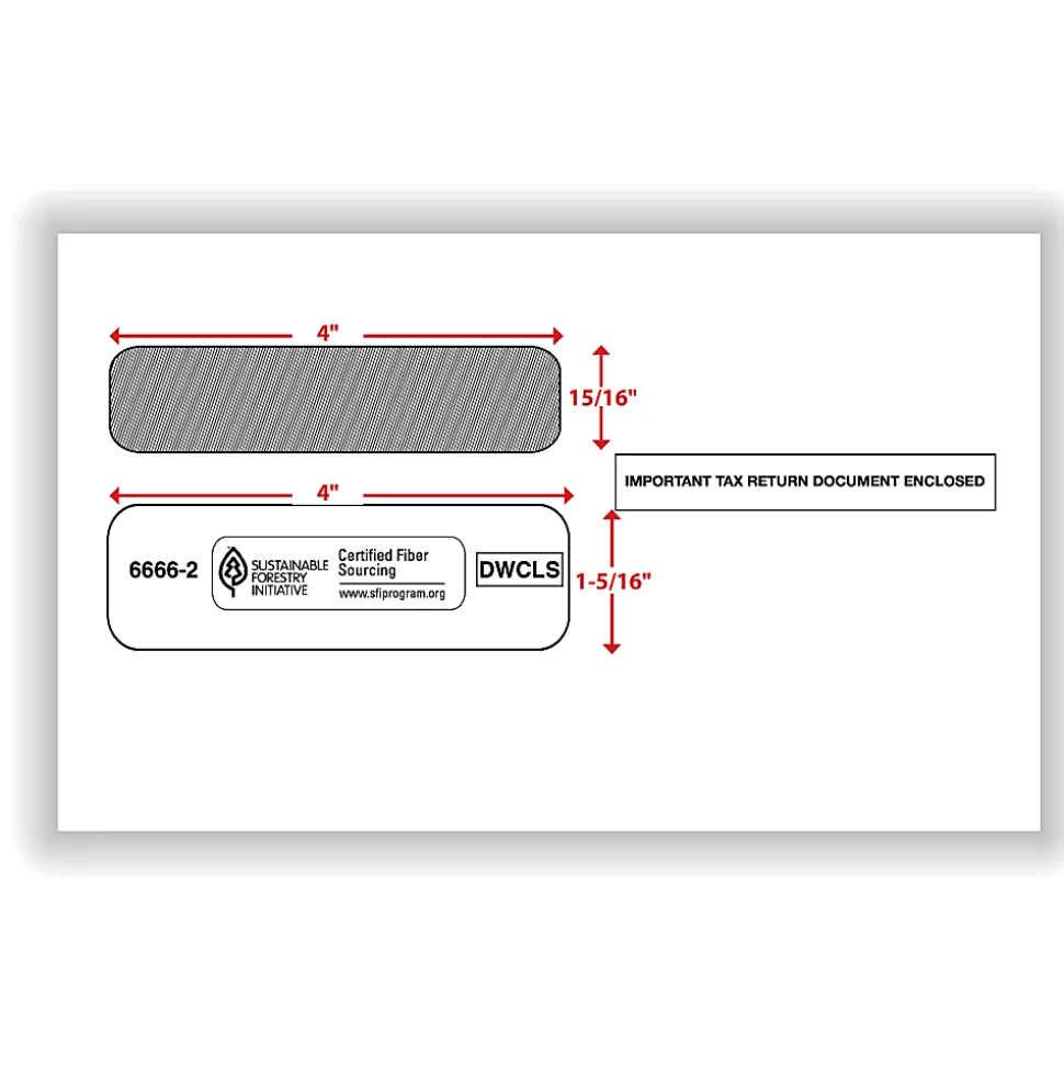ComplyRight® Double-Window Envelopes For W-2 Tax Forms, 5-5/8" X 9-1/4", Self-Seal, White, Pack Of 200 Envelopes