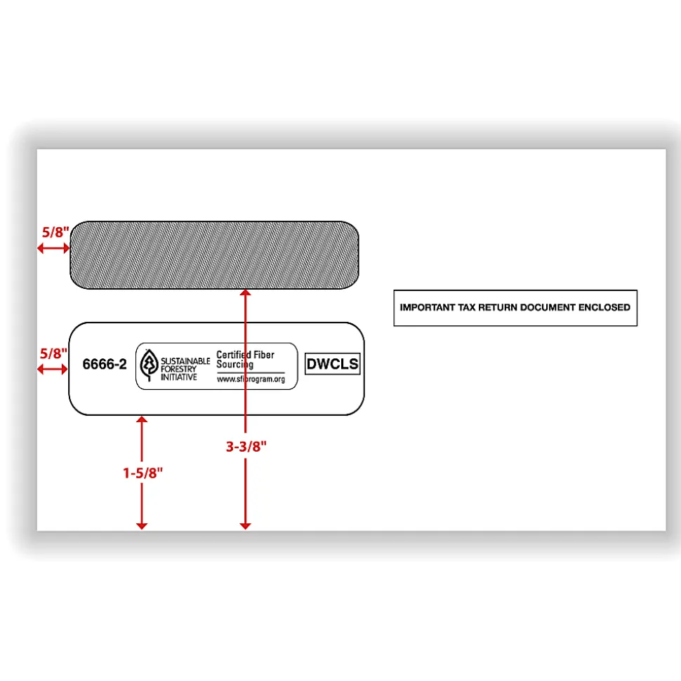 ComplyRight® Double-Window Envelopes For W-2 Tax Forms, 5-5/8" X 9-1/4", Self-Seal, White, Pack Of 200 Envelopes