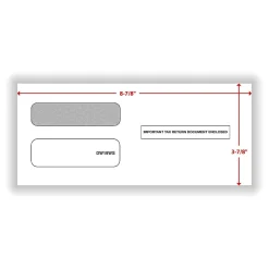 ComplyRight® Double-Window Envelopes For 3-Up 1099 Tax Forms, 3-7/8