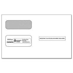 ComplyRight® Double-Window Envelopes For 2-Up 1099 Tax Forms, 5-5/8" x 9", Self-Seal, White, Pack Of 200 Envelopes