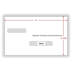 ComplyRight® Double-Window Envelopes For W-2/1099 (LU4) Tax Forms, 5-11/16