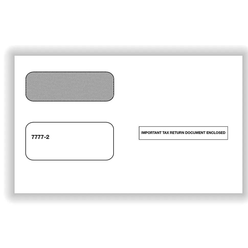 ComplyRight® Double-Window Tax Form Envelopes For Laser And Continuous 1099 Forms, 5-5/8" x 9", Self-Seal, White, Pack Of 50 Envelopes