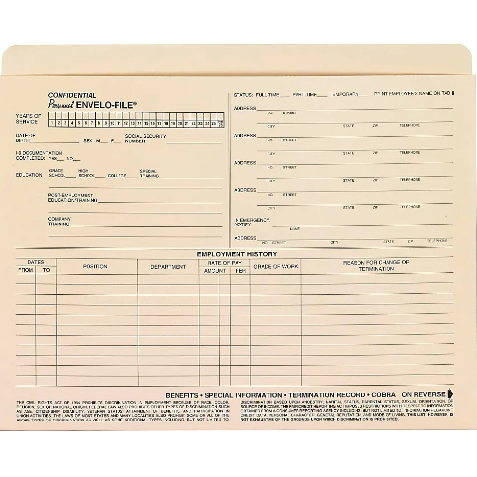 ComplyRight™ Employee Personnel File Folder, Pack Of 25