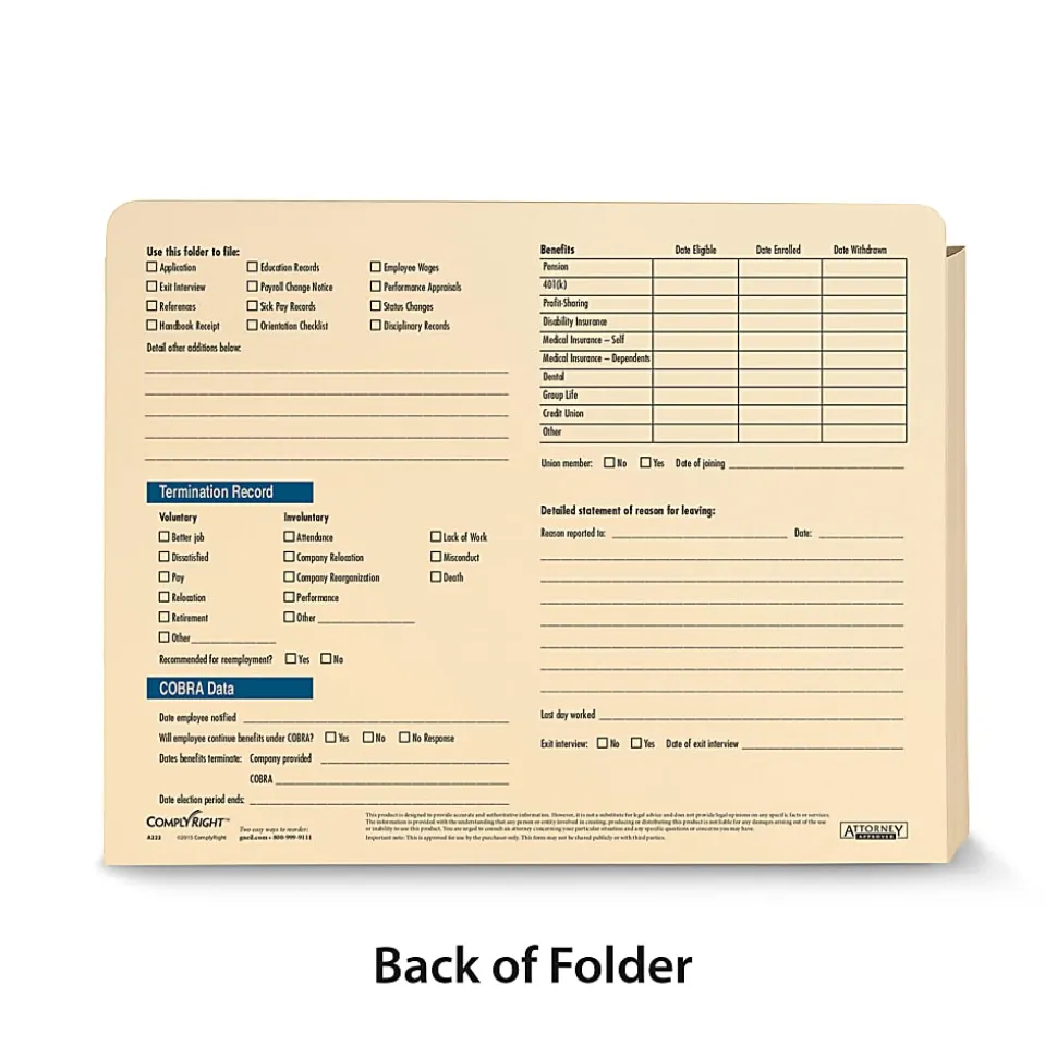 ComplyRight Expandable Confidential Personnel Files, 12" x 9 1/2" x 1 1/2", Pack Of 25