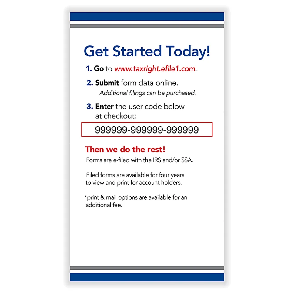 ComplyRight® FASTFILE Tax Filings For Small Business, W-2/1099, Card For 25 Tax Filings, PC/Mac