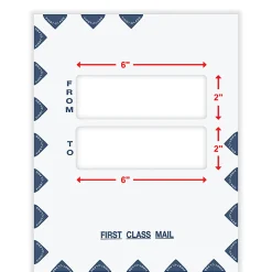 ComplyRight® First Class Double Window Tax Mailer Envelope, White/Blue, Self-Seal, 9-1/2" x 12", Pack of 50, PEO41