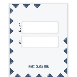 ComplyRight® First Class Double Window Tax Mailer Envelope, White/Blue, Self-Seal, 9-1/2" x 12", Pack of 50, PEO41