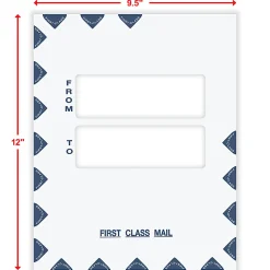 ComplyRight® First Class Double Window Tax Mailer Envelope, White/Blue, Self-Seal, 9-1/2