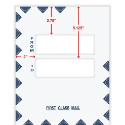 ComplyRight® First Class Double Window Tax Mailer Envelope, White/Blue, Self-Seal, 9-1/2