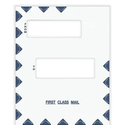 ComplyRight® First Class Double Window Tax Mailer Envelope, Offset Windows, White/Blue, Self-Seal, 9-1/2" x 12", Pack of 50