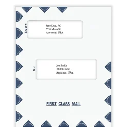 ComplyRight® First Class Double Window Tax Mailer Envelope, Offset Windows, White/Blue, Self-Seal, 9-1/2