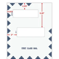 ComplyRight® First Class Double Window Tax Mailer Envelope, Offset Windows, White/Blue, Self-Seal, 9-1/2