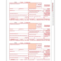 ComplyRight® 1099-NEC Tax Forms, Federal Copy A, 3-Up, 8-1/2" x 11", Pack Of 150 Forms