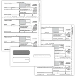 ComplyRight® 1099-NEC Tax Forms Set, 3-Part, 3-Up, Copies B/C/2 (Recipient Copy Only), with Envelopes, 8-1/2" x 11", Pack Of 50