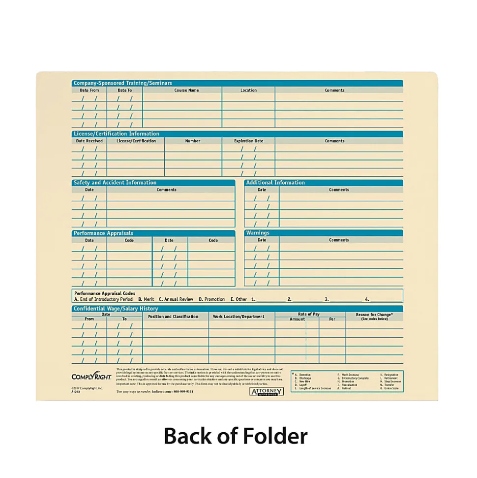 ComplyRight Personnel Pocket Files, 11 3/4" x 9 1/2", Pack Of 25