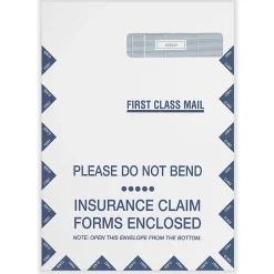 ComplyRight Right-Window Jumbo Envelopes For CMS-1500 Health Insurance Forms, Self-Seal, White, 9