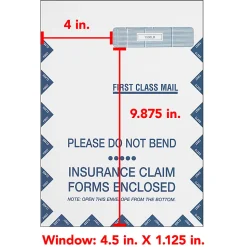 ComplyRight Right-Window Jumbo Envelopes For CMS-1500 Health Insurance Forms, Self-Seal, White, 9