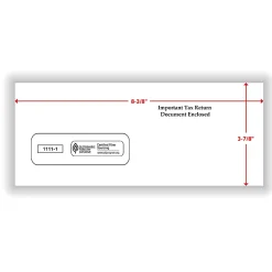 ComplyRight® Single-Window Envelopes For 3-Up 1099 Tax Forms, 3-7/8" X 8-3/8", Moisture-Seal, White, Pack Of 100 Envelopes