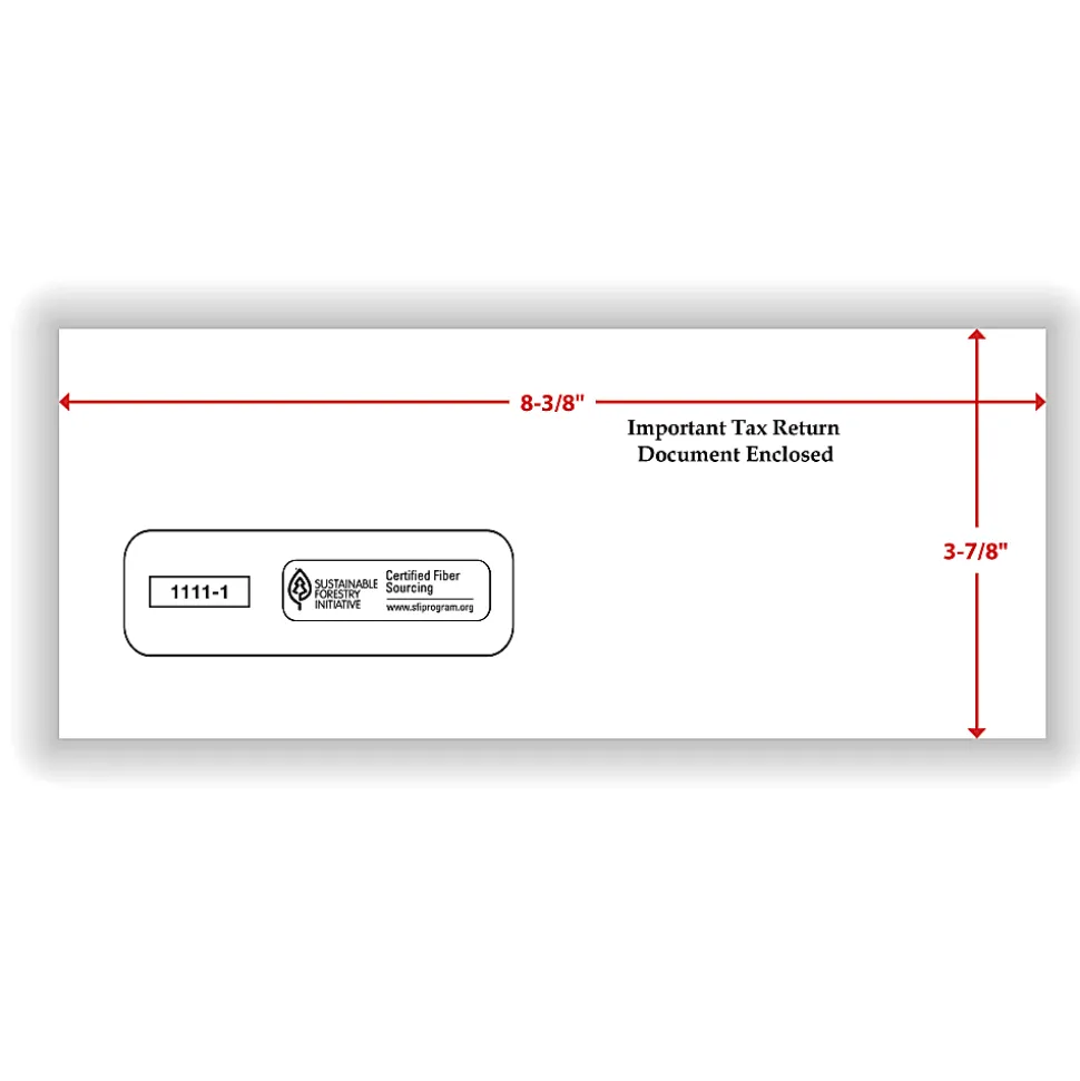ComplyRight® Single-Window Envelopes For 3-Up 1099 Tax Forms, 3-7/8" X 8-3/8", Moisture-Seal, White, Pack Of 100 Envelopes