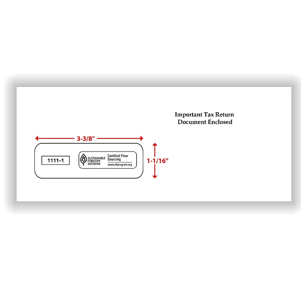 ComplyRight® Single-Window Envelopes For 3-Up 1099 Tax Forms, 3-7/8" X 8-3/8", Moisture-Seal, White, Pack Of 100 Envelopes