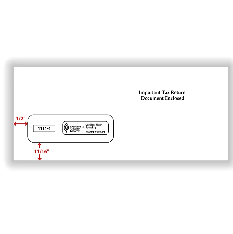 ComplyRight® Single-Window Envelopes For 3-Up 1099 Tax Forms, 3-7/8" X 8-3/8", Moisture-Seal, White, Pack Of 100 Envelopes