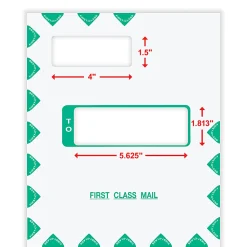 ComplyRight® Tax Mailer Envelope, Double Offset Windows, White/Green, Self-Seal, 9-5/8" x 11-1/8", Pack of 50