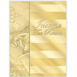 ComplyRight® Tax Presentation Folder, "Income Tax Return", Double Pockets, Gold, 9" x 12", Pack of 50