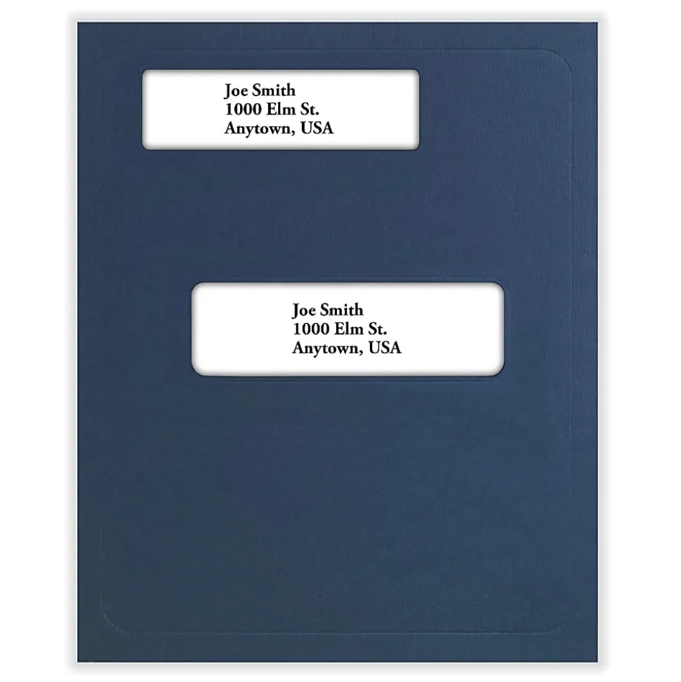 ComplyRight® Tax Presentation Folder, Double Offset Windows, 1/2" Spine, Single Pocket, Navy Blue, 8-3/4" x 11-1/4", Pack of 50