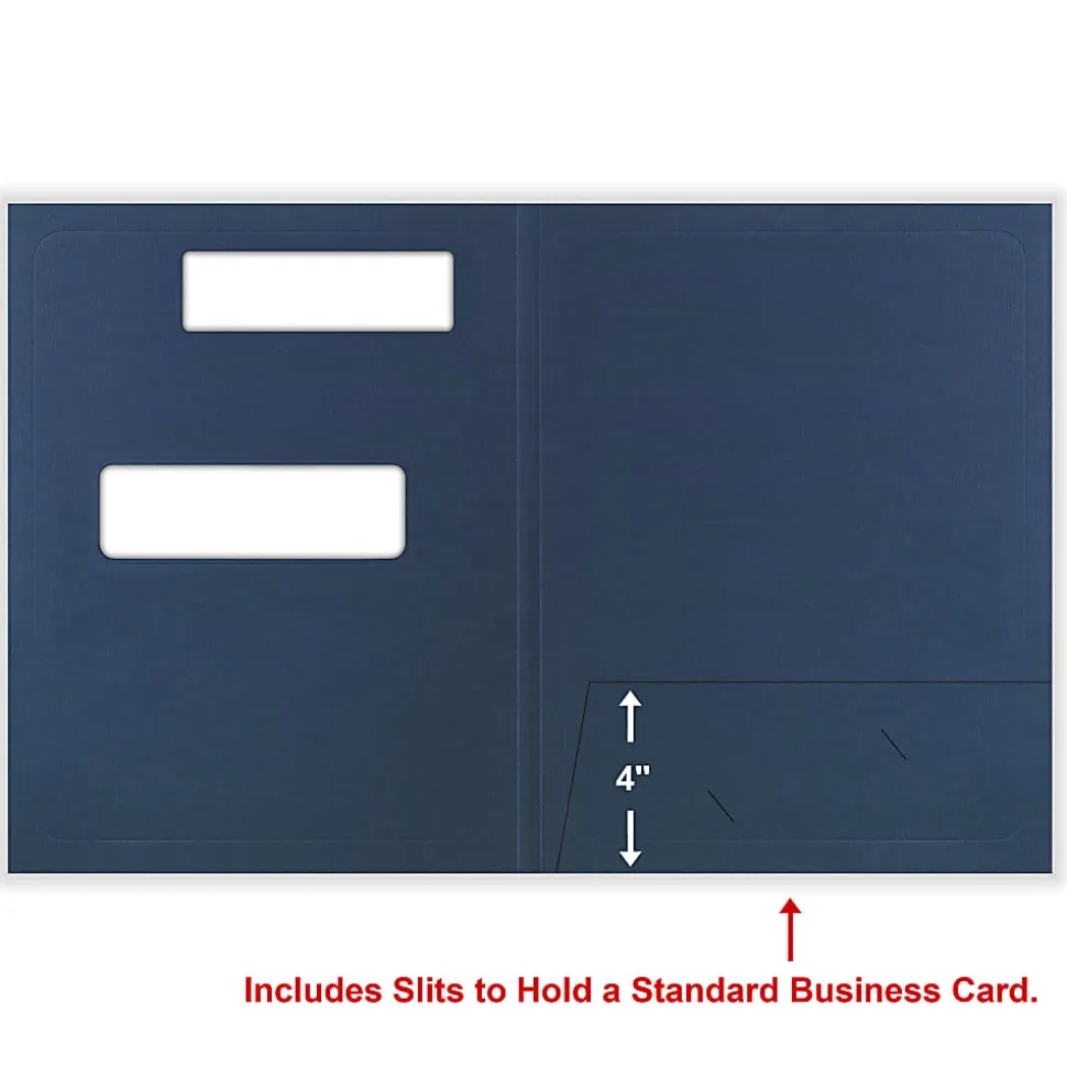 ComplyRight® Tax Presentation Folder, Double Offset Windows, 1/2" Spine, Single Pocket, Navy Blue, 8-3/4" x 11-1/4", Pack of 50
