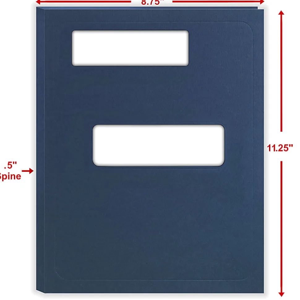 ComplyRight® Tax Presentation Folder, Double Offset Windows, 1/2" Spine, Single Pocket, Navy Blue, 8-3/4" x 11-1/4", Pack of 50