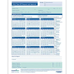 ComplyRight® 2026 Time Off Request And Approval Calendars, 8 1/2" x 11", Pack Of 50