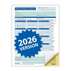 ComplyRight® 2026 Time Off Request And Approval Forms, 2-Part, 8 1/2
