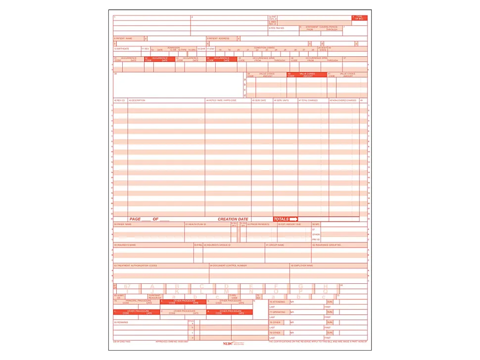 ComplyRight UB04 Hospital Claim Laser Cut Forms, 1-Part, Box Of 2,500