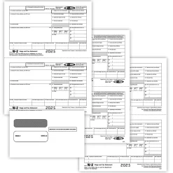 ComplyRight® W-2 Tax Form Set with Envelopes, 5-Part, Recipient Copy Only, 2-Up, Pack of 25