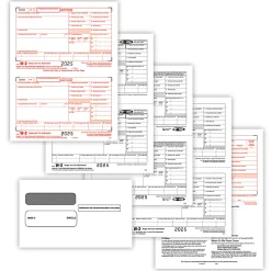 ComplyRight® W-2 Tax Forms Set, 6-Part, Copies A, B, C, 2, D, 1, 2-Up, 8-1/2" x 11", Pack Of 100 Forms And Envelopes