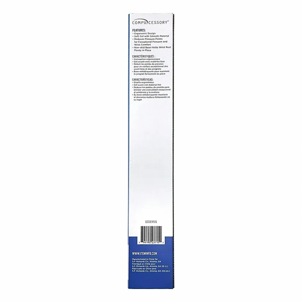 Compucessory Gel Keyboard Wrist Rest Pads, 19"H x 2.87"W x 0.75"D, Blue