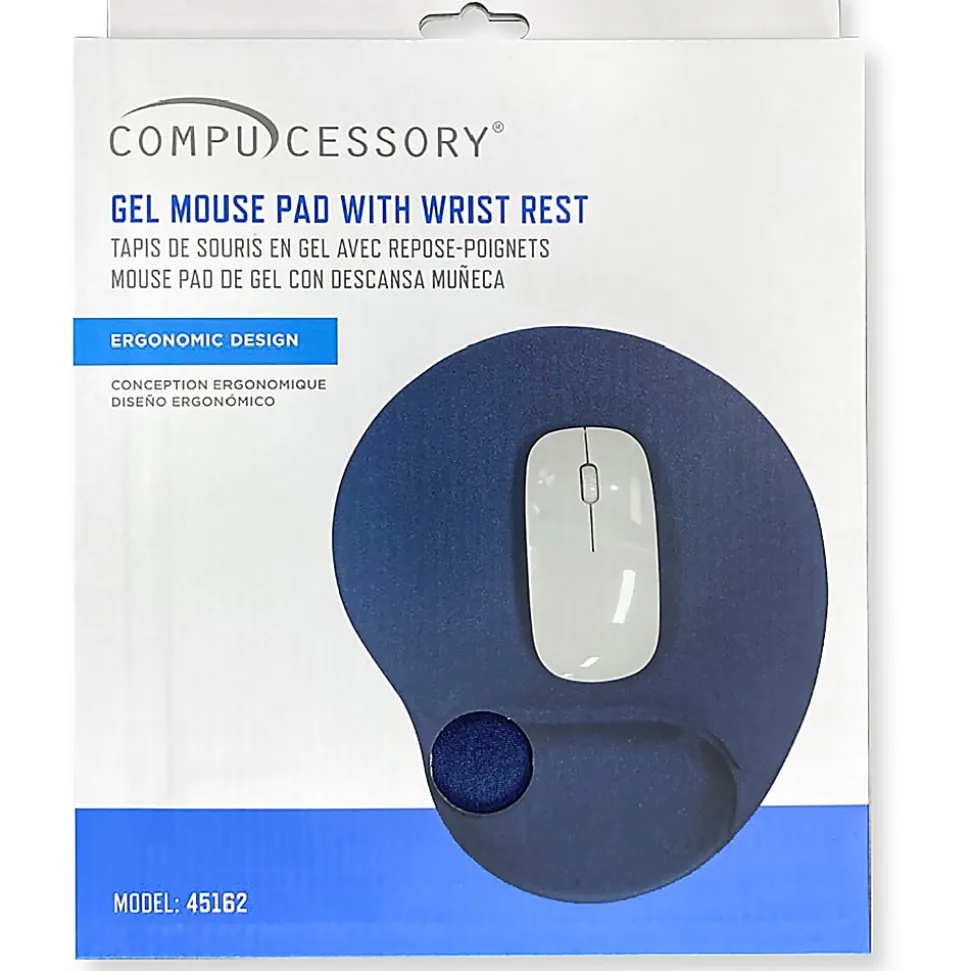 Compucessory Gel Mouse Pad, 9” x 10” x 1”, Blue, CCS45162