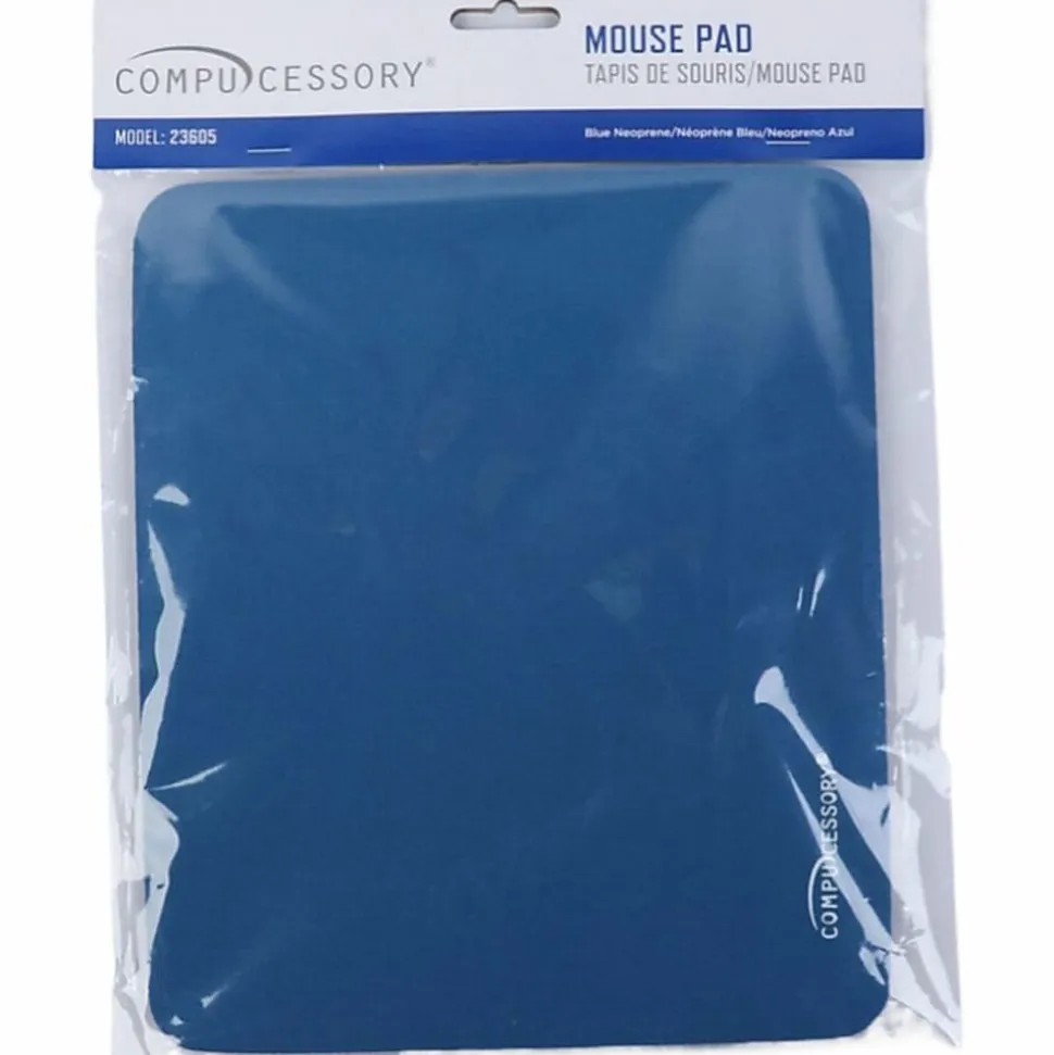 Compucessory Smooth Cloth Nonskid Mouse Pads - 9.50" Width x 8.50" Depth - Blue - Rubber, Cloth - 1 Each