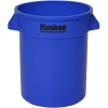 Continental Huskee Wall Hugger Round Poly Resin Trash Can, 20 Gallons, 22-1/2" x 22", Blue