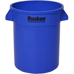 Continental Huskee Wall Hugger Round Poly Resin Trash Can, 20 Gallons, 22-1/2" x 22", Blue